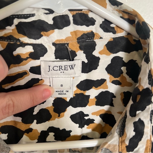 J. Crew Factory Leopard Tie-Waist Shirtdress in Cotton Poplin 8 - Picture 11 of 13
